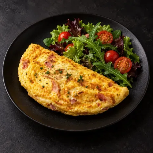 Omletă cu şuncă şi caşcaval