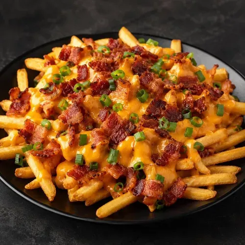 Bacon şi Cheddar Loaded Fries