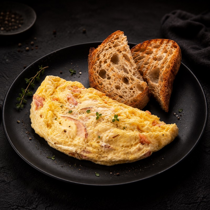 Omletă cu şuncă şi caşcaval