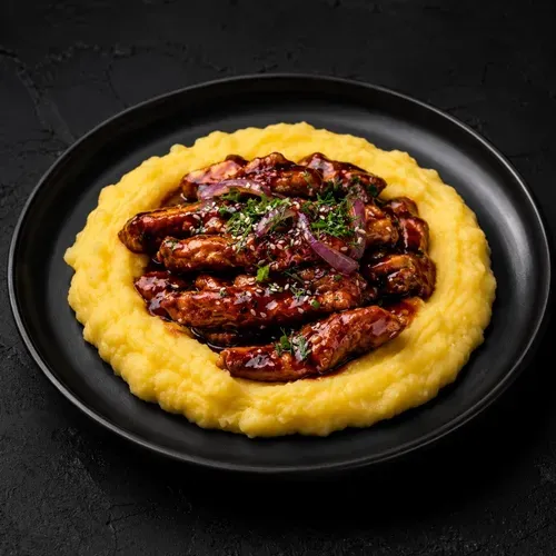 Pui în sos Teriyaki cu piure de cartofi