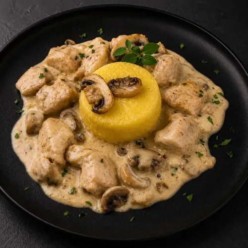 Ciulama de pui cu ciuperci in sos alb